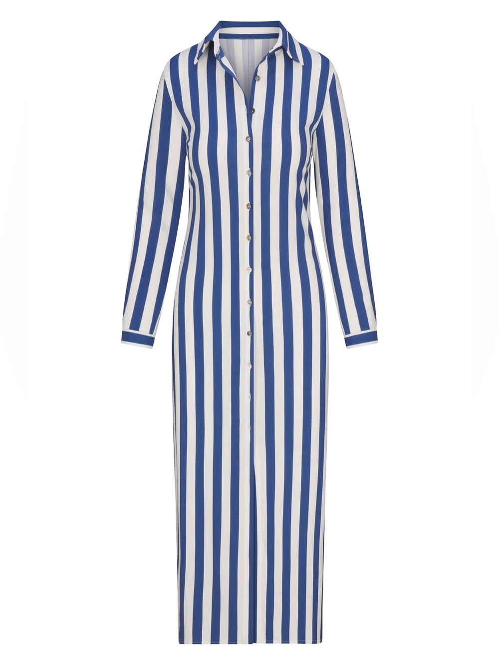 Anemos Blue White Stripe Button Down Maxi Shirt Dress S $595